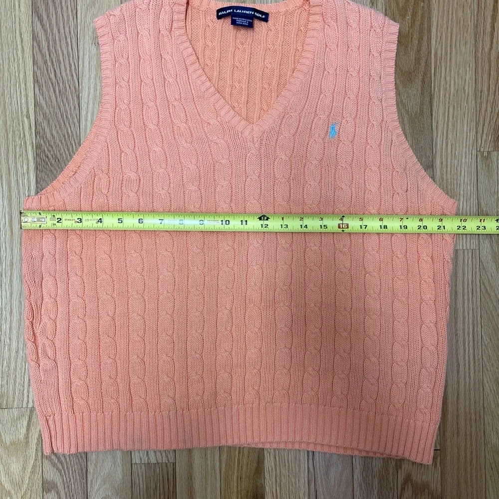 Woman's‎ Ralph Lauren Golf Peach Cable Knit Sleeveless Cotton Vest